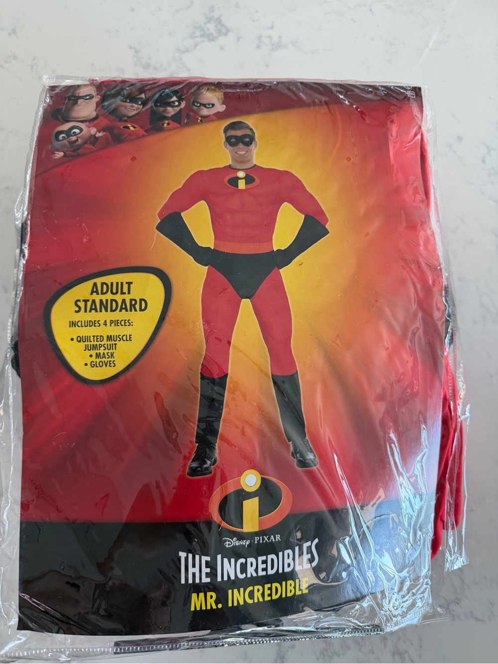 Mr. Incredible Muscle Costume with mask and gloves